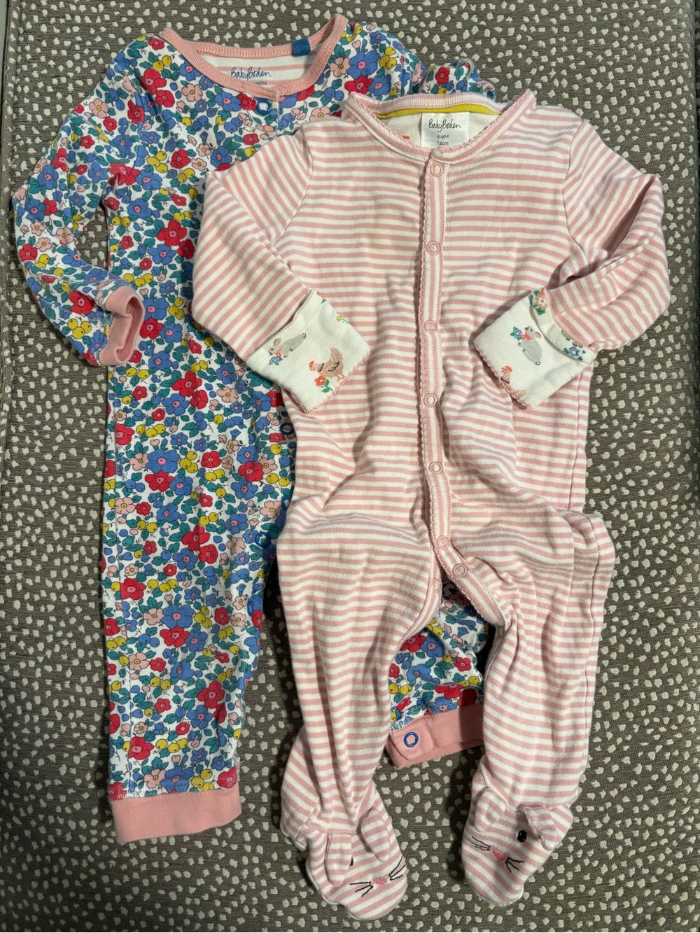 Baby Boden button sleepers, 6-9 months, girls good condition